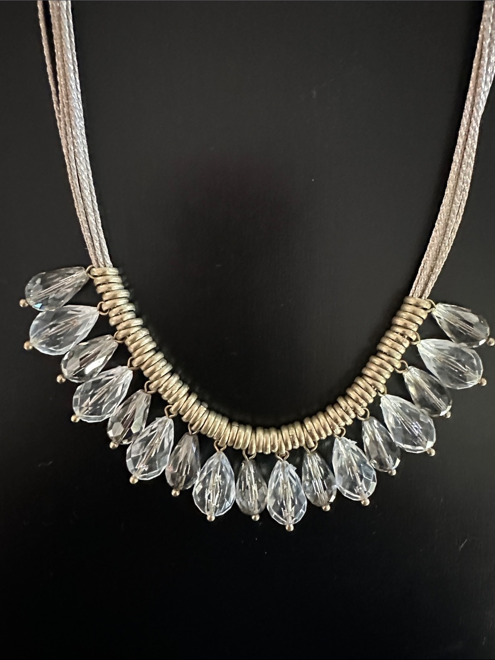 LOFT Silver-Tone Crystal Drop Necklace